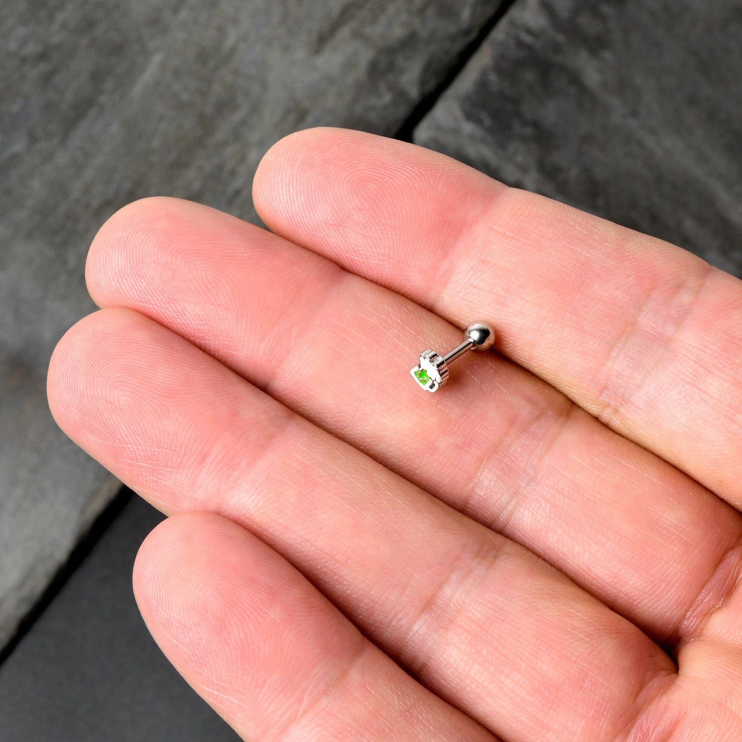 16G 1/4 Sweet Happy Green Beer St Patricks Cartilage Tragus Earring