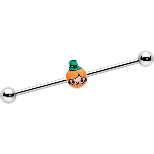 14G Sweet Happy Leprechaun St Patricks Industrial Barbell 38mm