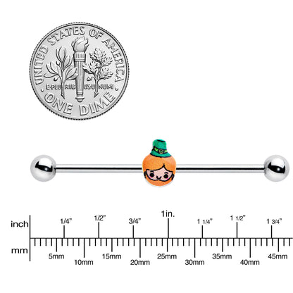 14G Sweet Happy Leprechaun St Patricks Industrial Barbell 38mm