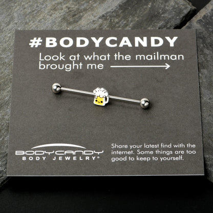 14G Sweet Happy Beer St Patricks Day Industrial Barbell 38mm