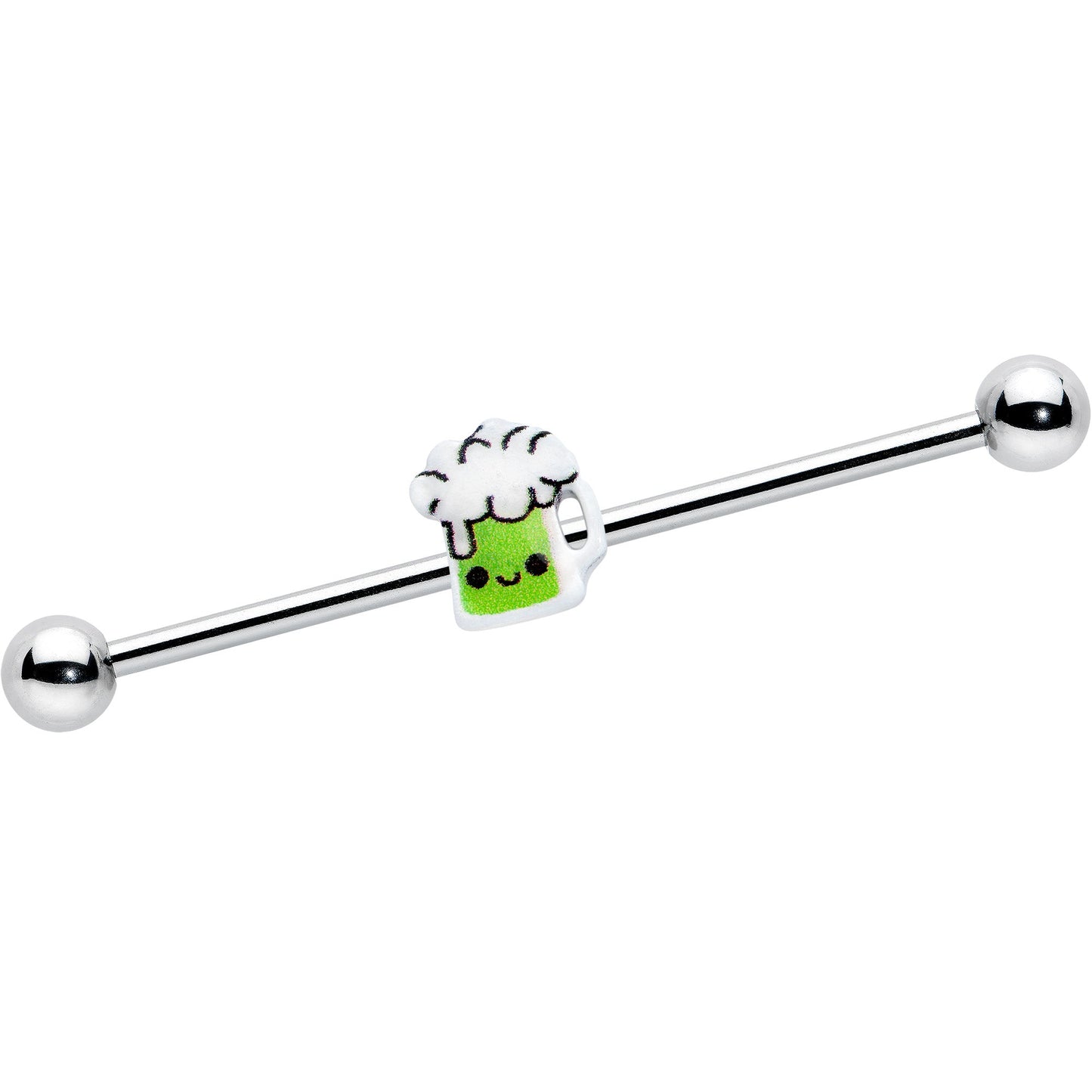 14G Sweet Happy Green Beer St Patricks Industrial Barbell 38mm