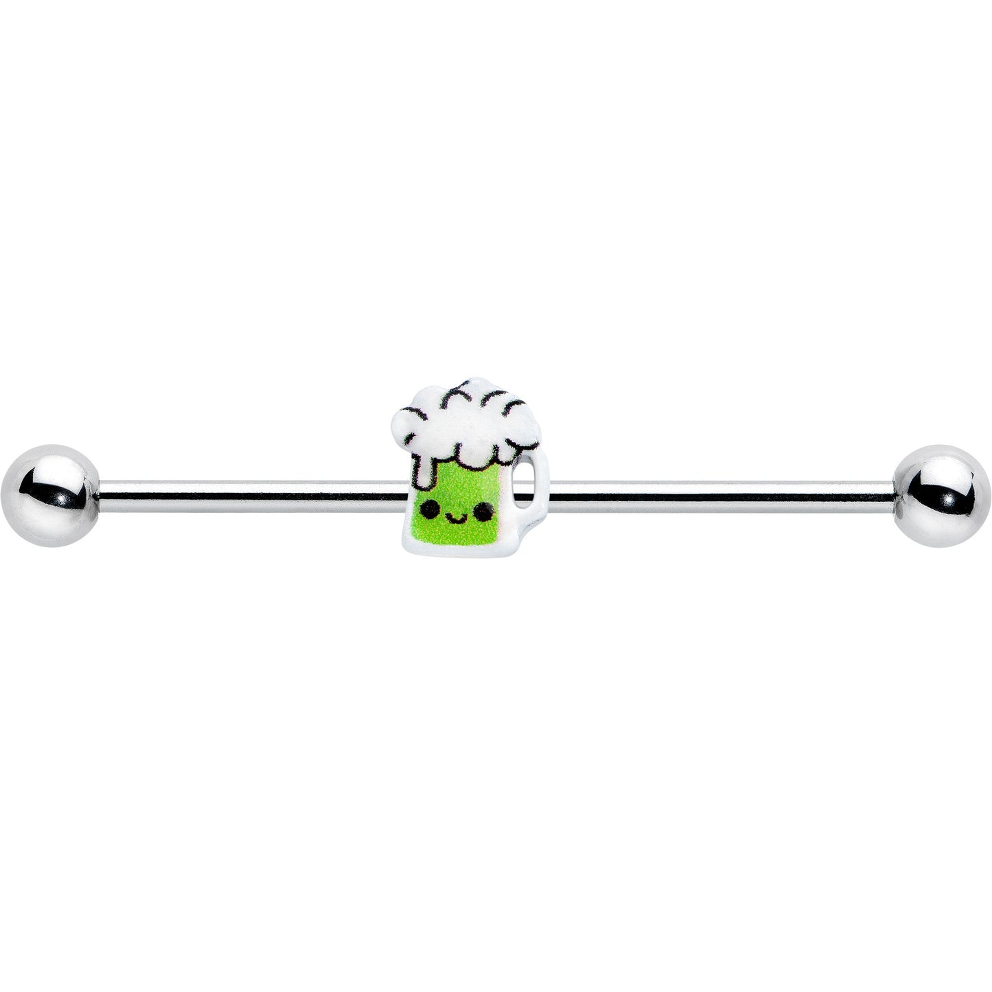 14G Sweet Happy Green Beer St Patricks Industrial Barbell 38mm