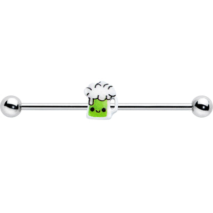 14G Sweet Happy Green Beer St Patricks Industrial Barbell 38mm