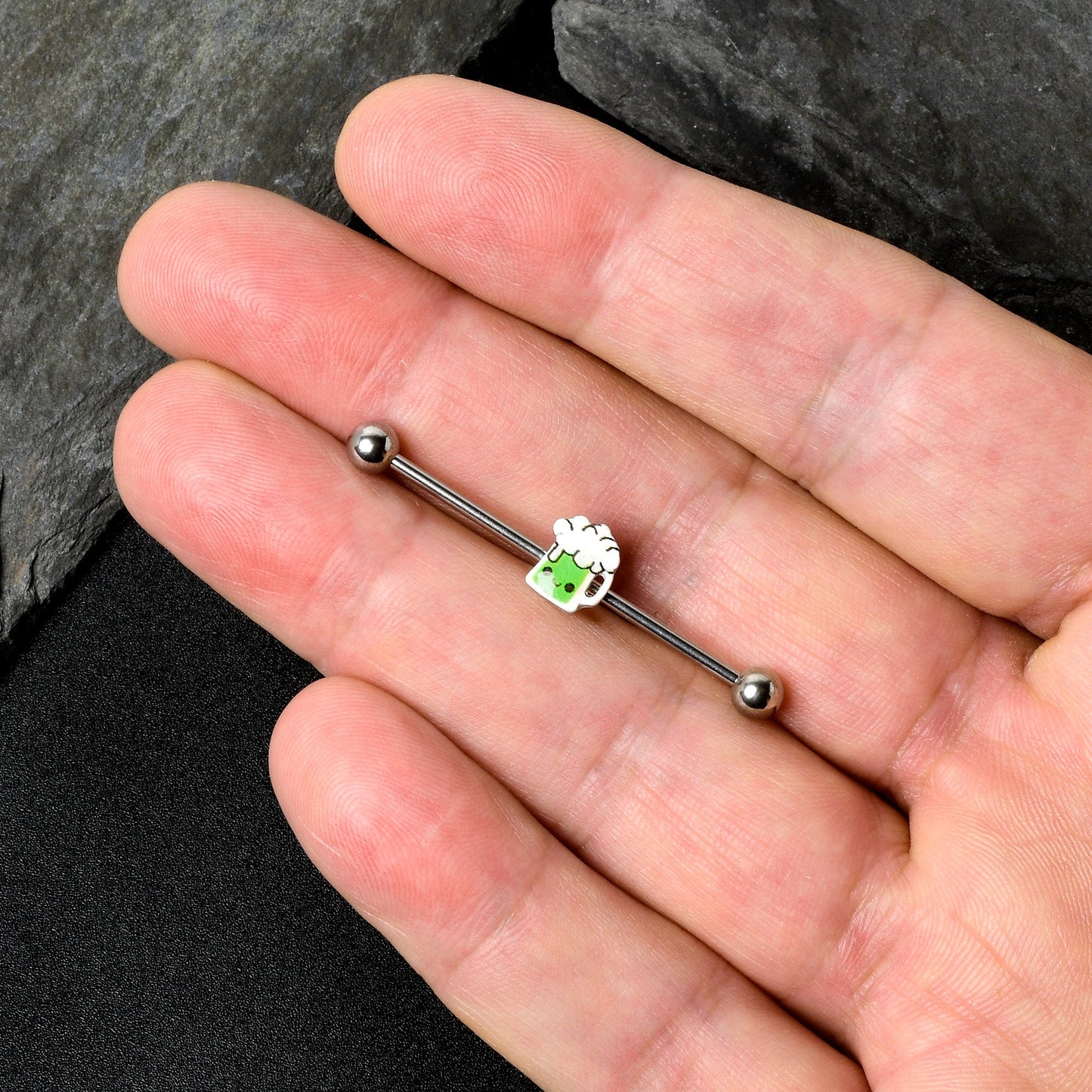 14G Sweet Happy Green Beer St Patricks Industrial Barbell 38mm