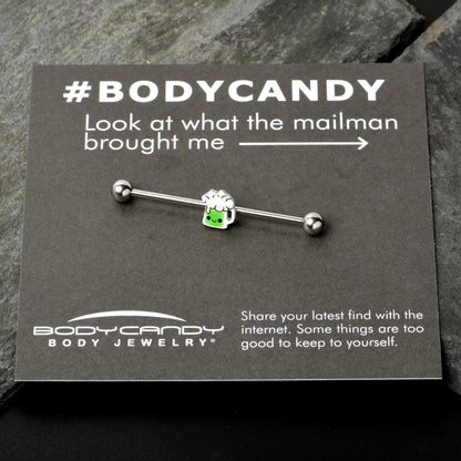 14G Sweet Happy Green Beer St Patricks Industrial Barbell 38mm