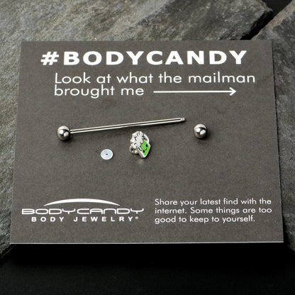 14G Sweet Happy Green Beer St Patricks Industrial Barbell 38mm