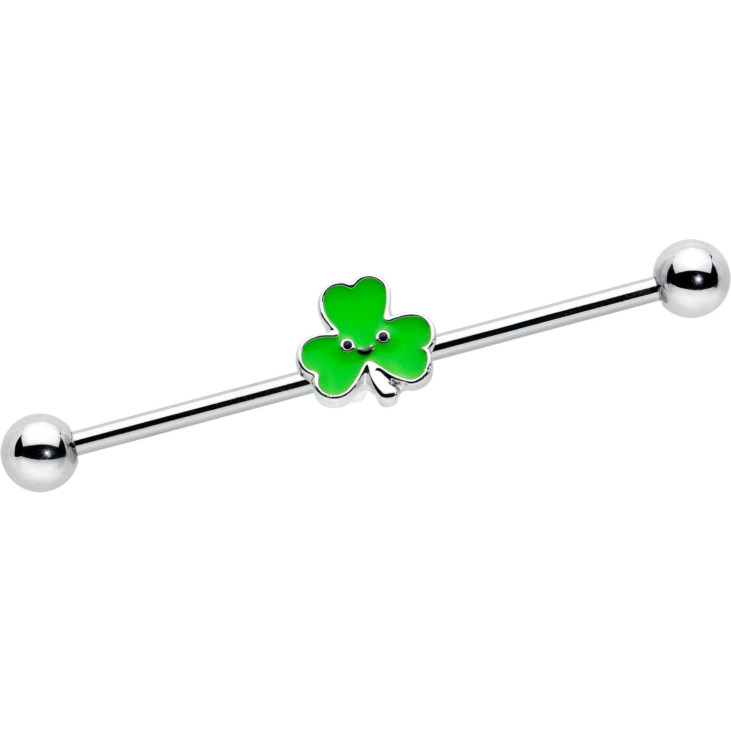 14G Sweet Happy Shamrock St Patricks Industrial Barbell 38mm