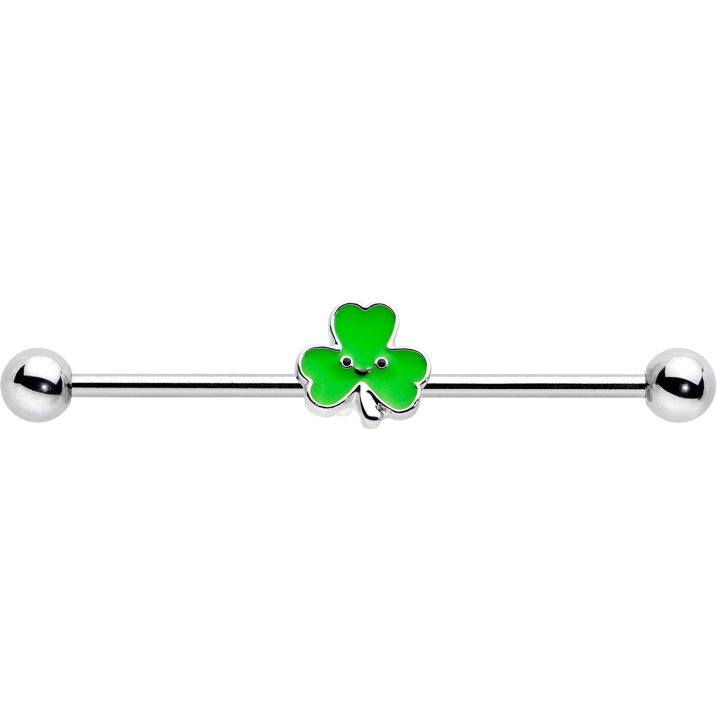 14G Sweet Happy Shamrock St Patricks Industrial Barbell 38mm