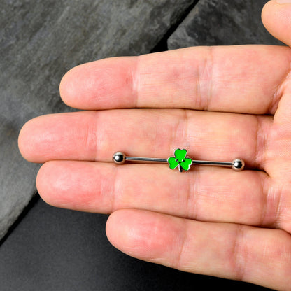 14G Sweet Happy Shamrock St Patricks Industrial Barbell 38mm