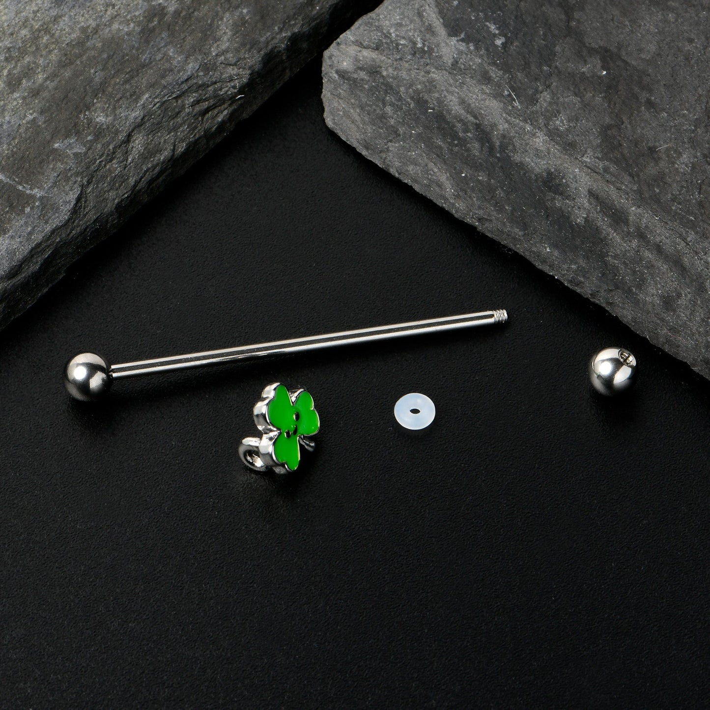 14G Sweet Happy Shamrock St Patricks Industrial Barbell 38mm