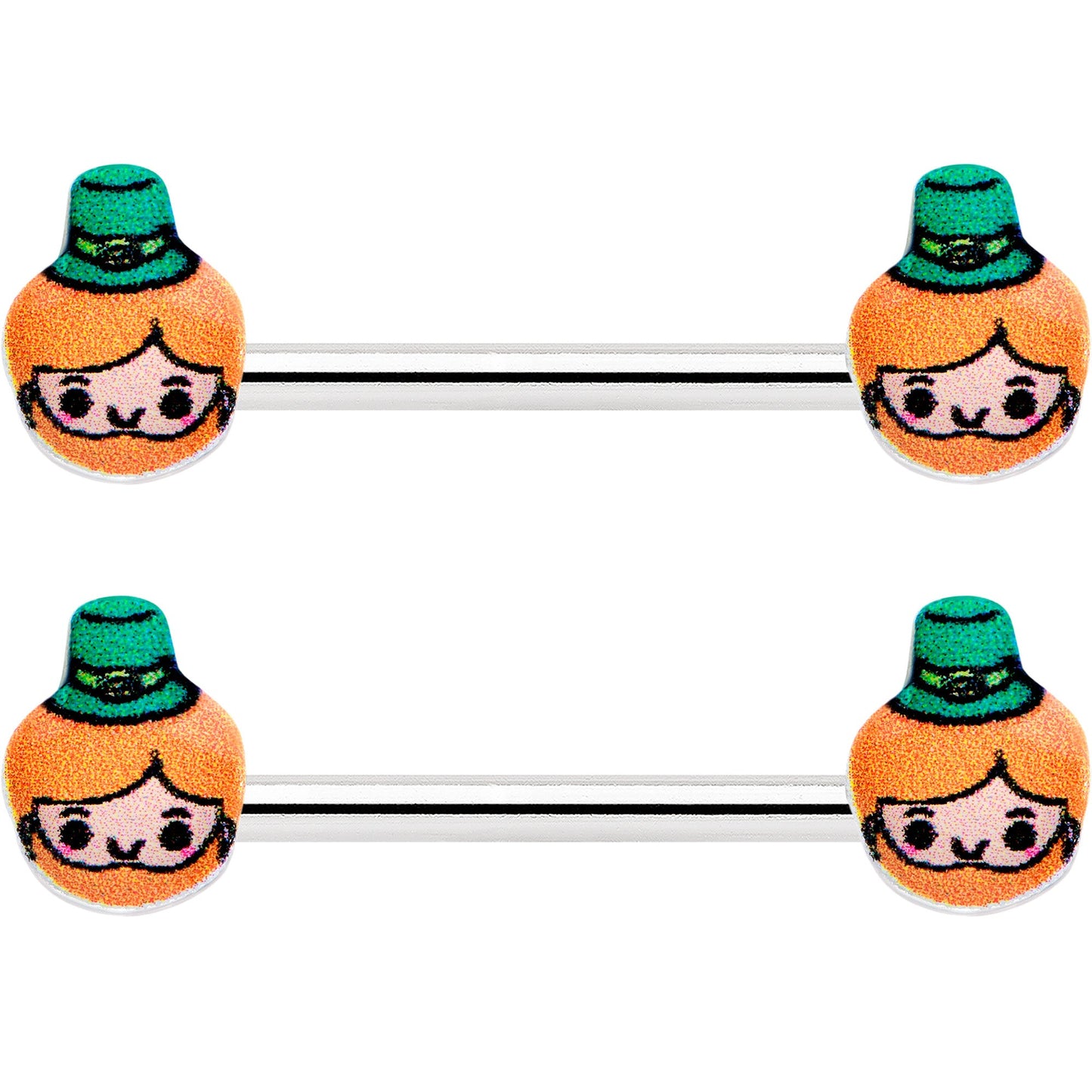 14G 9/16 Sweet Happy Leprechaun St Patricks Day Nipple Ring Set