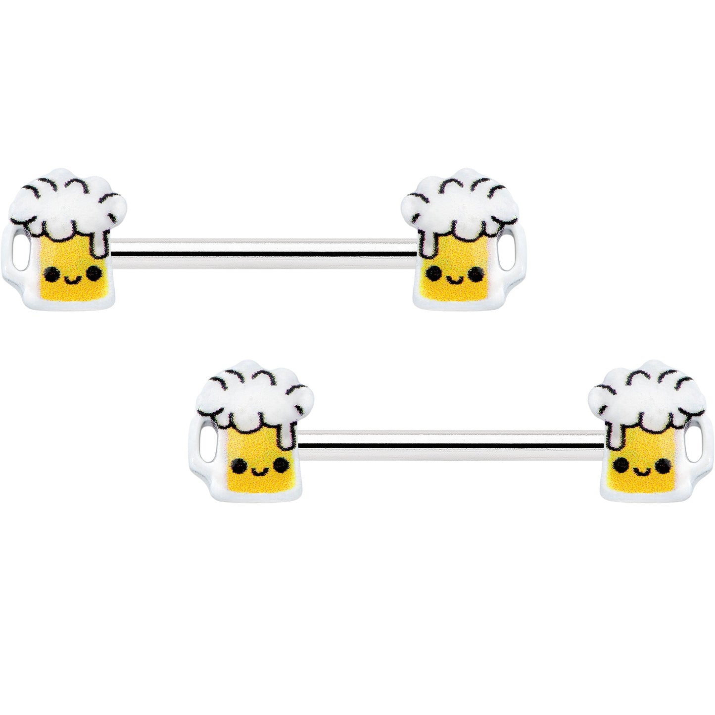 14G 9/16 Sweet Happy Beer St Patricks Barbell Nipple Ring Set