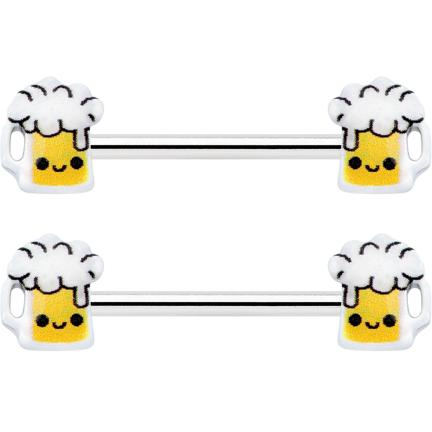 14G 9/16 Sweet Happy Beer St Patricks Barbell Nipple Ring Set