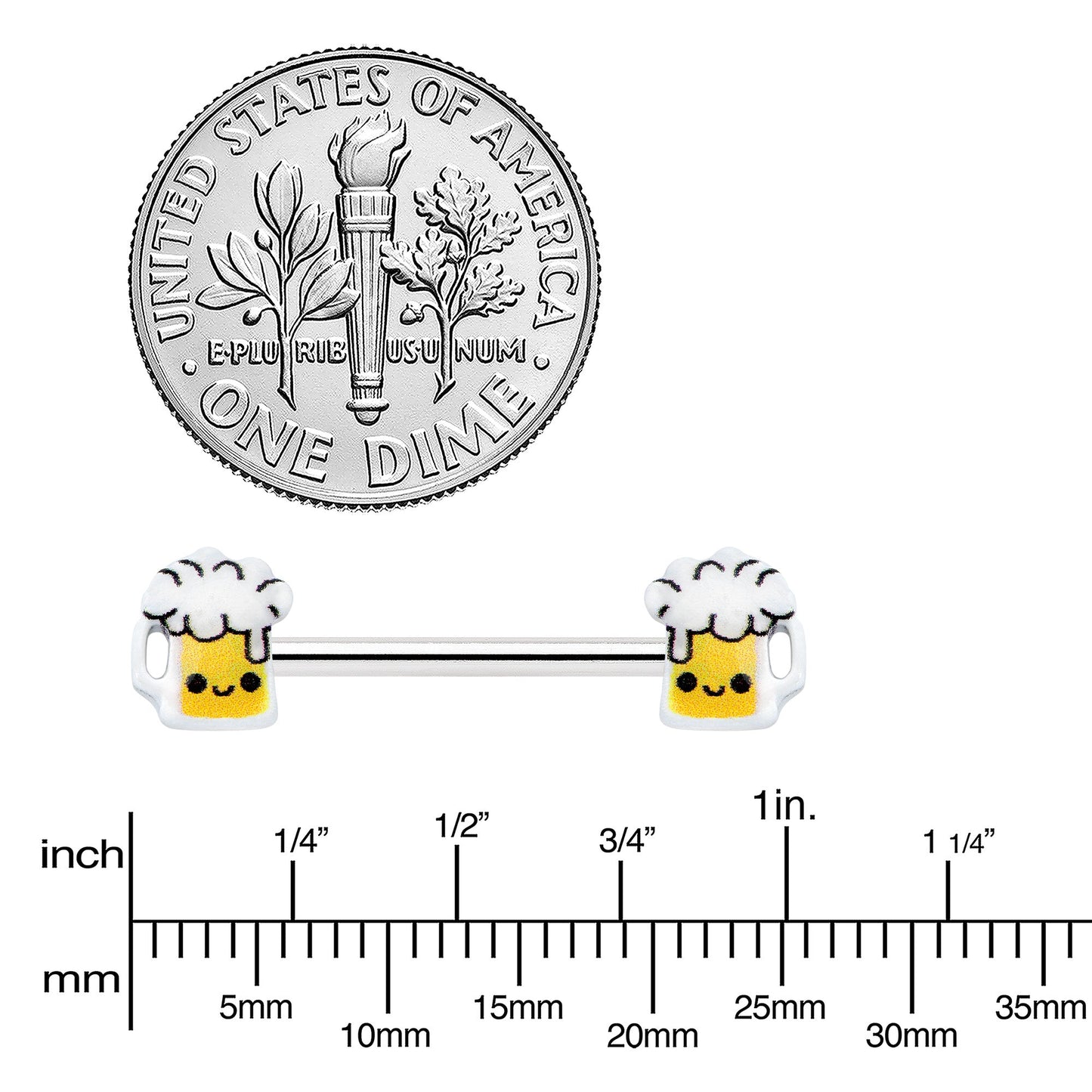 14G 9/16 Sweet Happy Beer St Patricks Barbell Nipple Ring Set