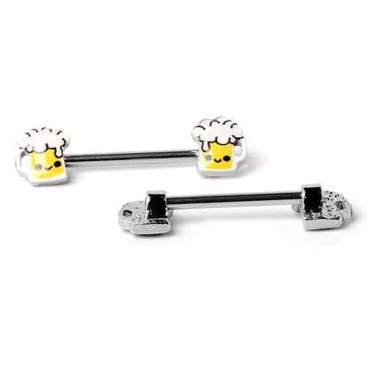 14G 9/16 Sweet Happy Beer St Patricks Barbell Nipple Ring Set