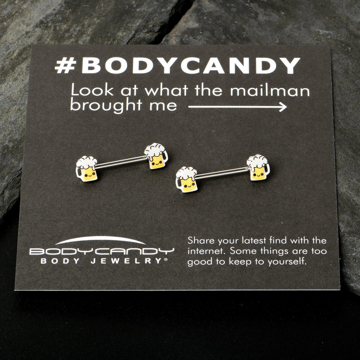 14G 9/16 Sweet Happy Beer St Patricks Barbell Nipple Ring Set