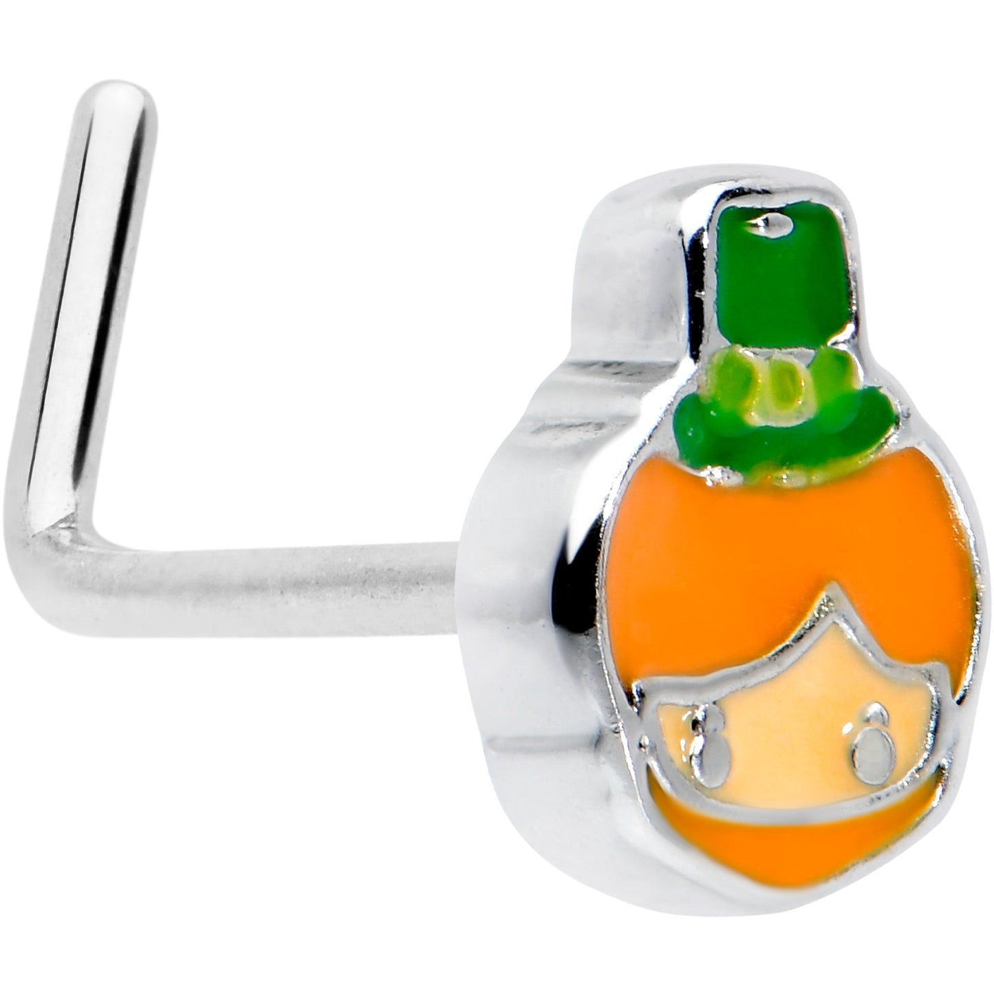 20G 7mm Sweet Happy Leprechaun St Patricks L Shape Nose Ring
