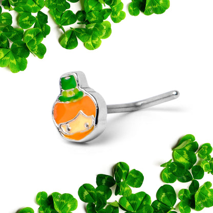 20G 7mm Sweet Happy Leprechaun St Patricks L Shape Nose Ring
