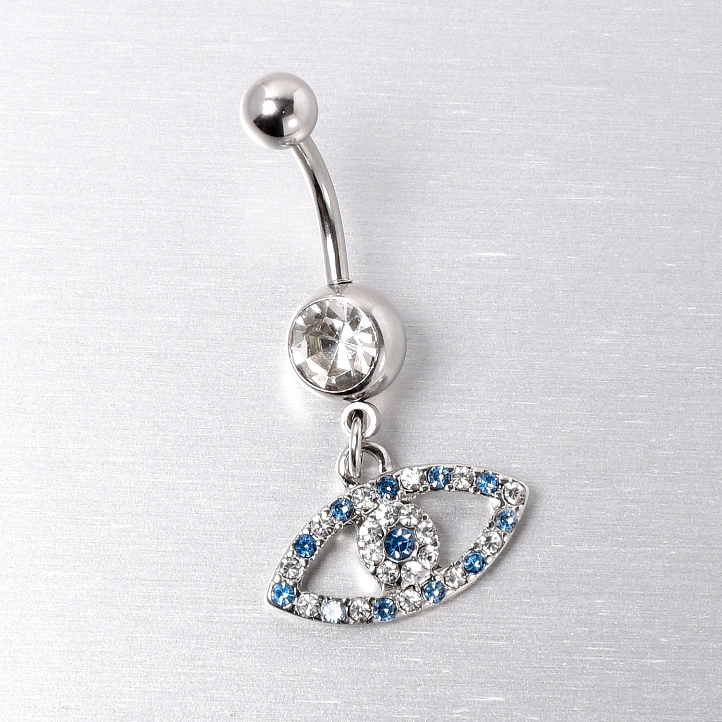Blue Clear Gem Wide Eye Dangle Belly Ring