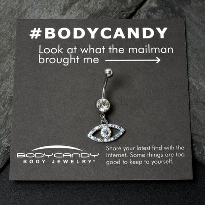 Blue Clear Gem Wide Eye Dangle Belly Ring
