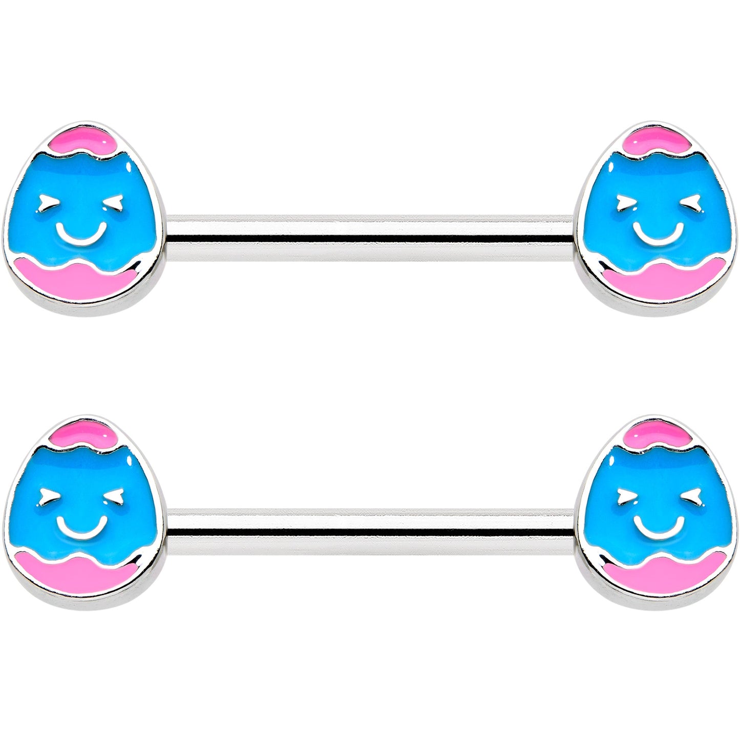 14G 9/16  Blue Pink Celebration Easter Egg Barbell Nipple Ring Set