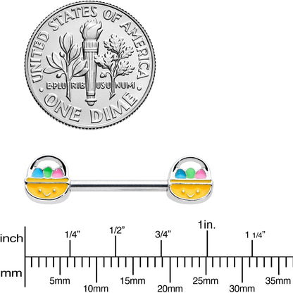 14G 9/16 Celebration Easter Basket Barbell Nipple Ring Set