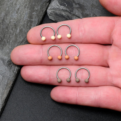 16G 3/8 Matte Brown Peach Cream Horseshoe Circular Barbell Set of 6