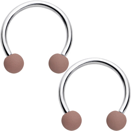 16G 3/8 Matte Brown Peach Cream Horseshoe Circular Barbell Set of 6