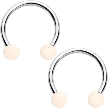 16G 3/8 Matte Brown Peach Cream Horseshoe Circular Barbell Set of 6