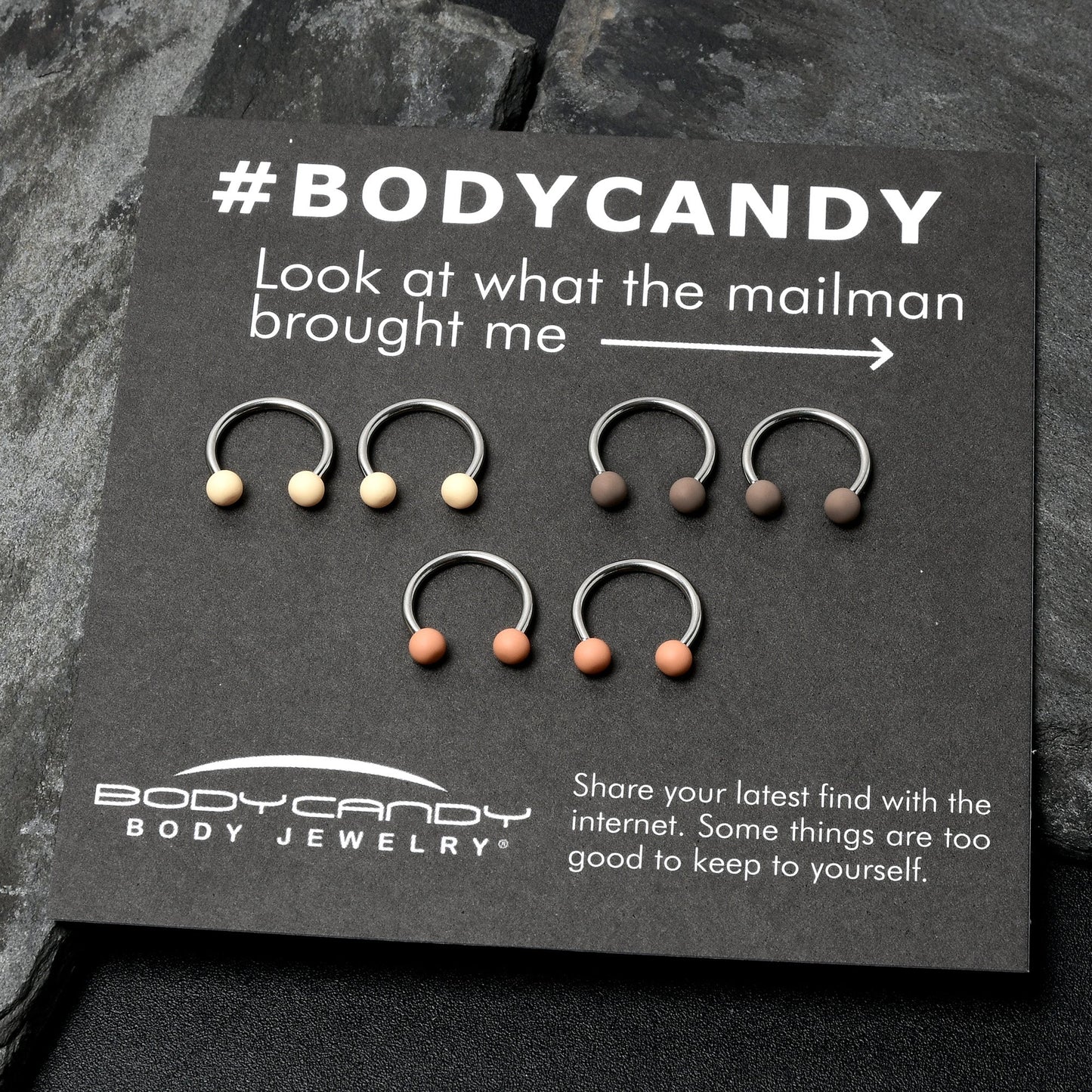 16G 3/8 Matte Brown Peach Cream Horseshoe Circular Barbell Set of 6