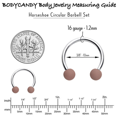 16G 3/8 Matte Brown Peach Cream Horseshoe Circular Barbell Set of 6