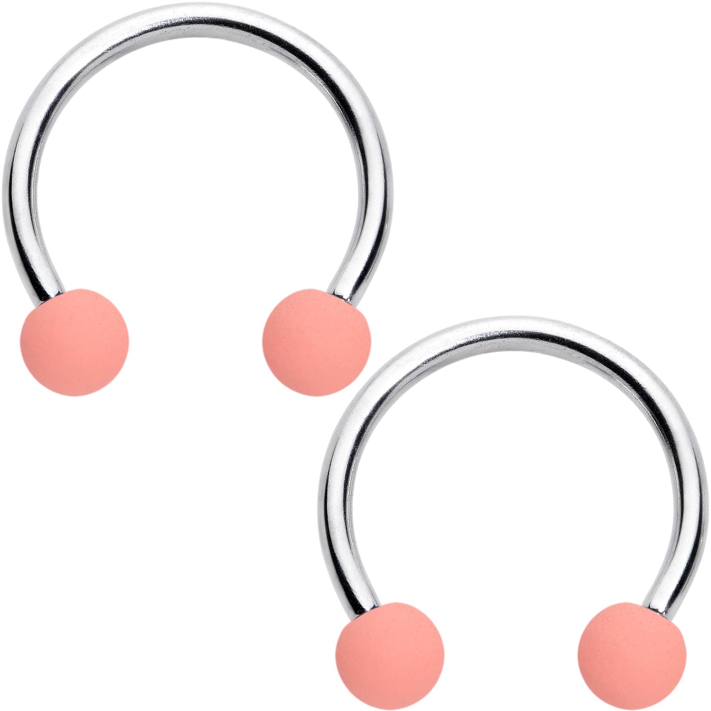 16G 3/8 Matte Pinks Peach Horseshoe Circular Barbell Set of 6