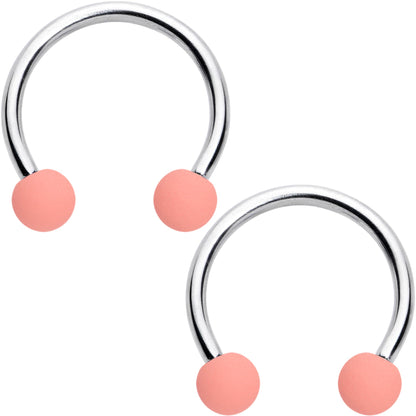 16G 3/8 Matte Pinks Peach Horseshoe Circular Barbell Set of 6
