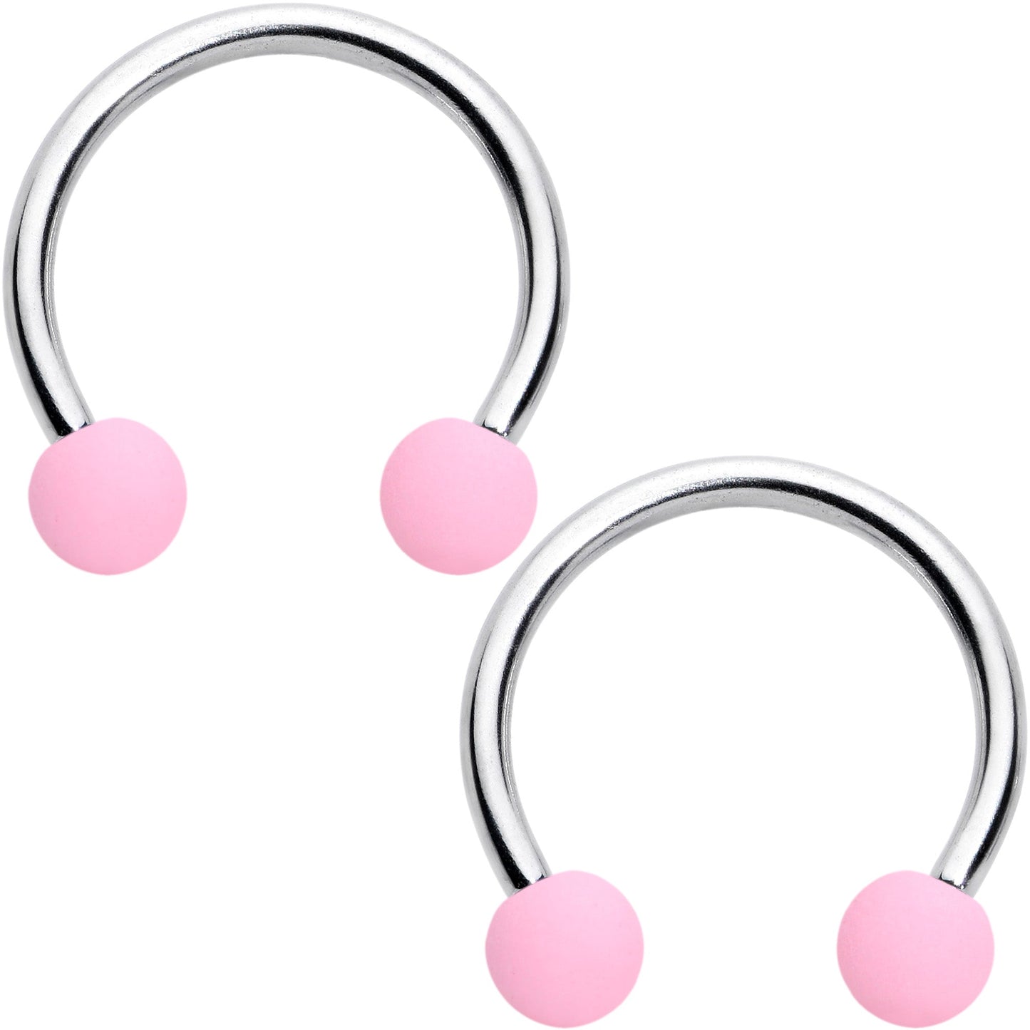 16G 3/8 Matte Pinks Peach Horseshoe Circular Barbell Set of 6