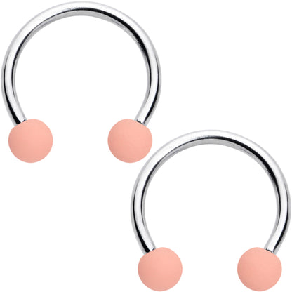 16G 3/8 Matte Pinks Peach Horseshoe Circular Barbell Set of 6