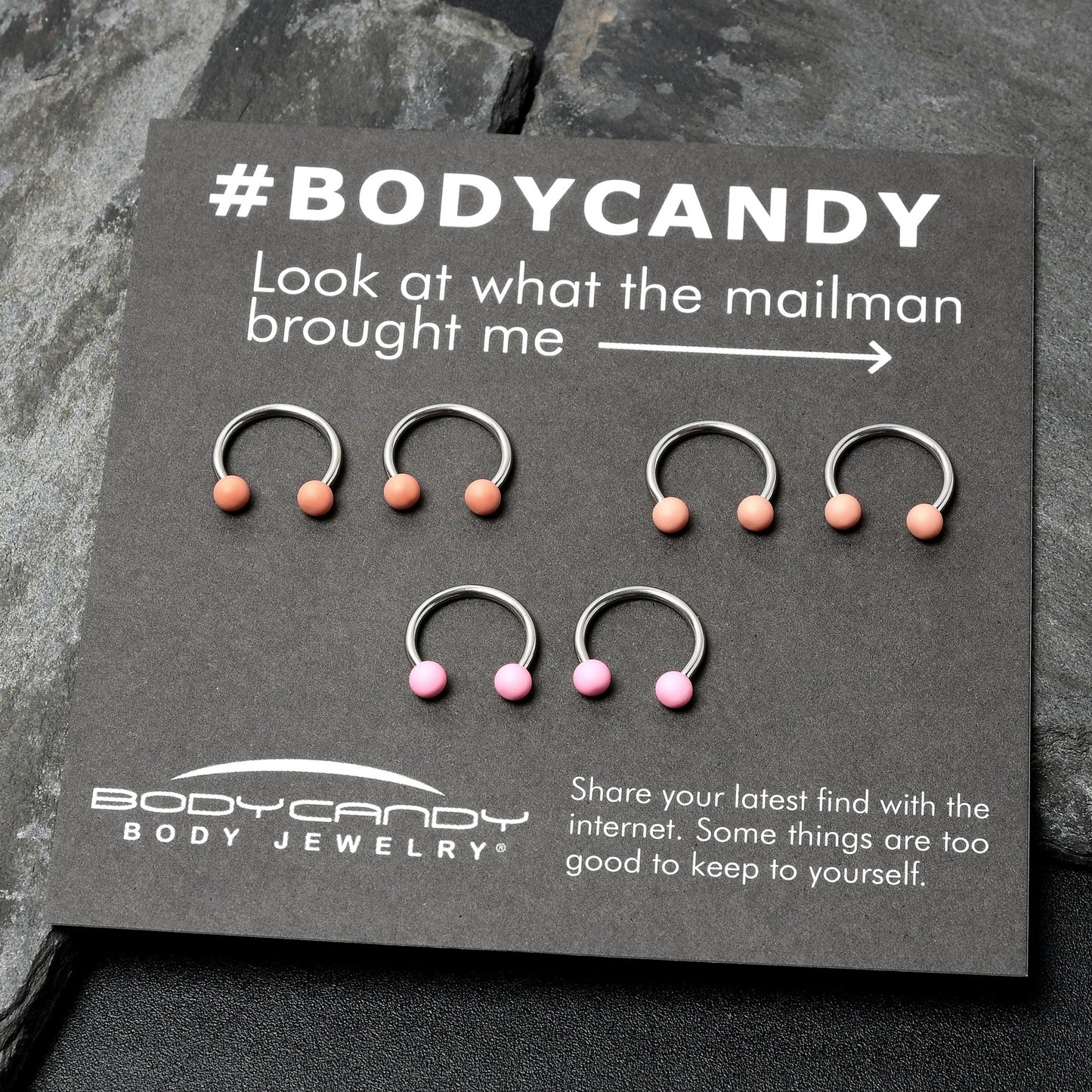 16G 3/8 Matte Pinks Peach Horseshoe Circular Barbell Set of 6