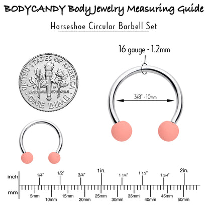 16G 3/8 Matte Pinks Peach Horseshoe Circular Barbell Set of 6