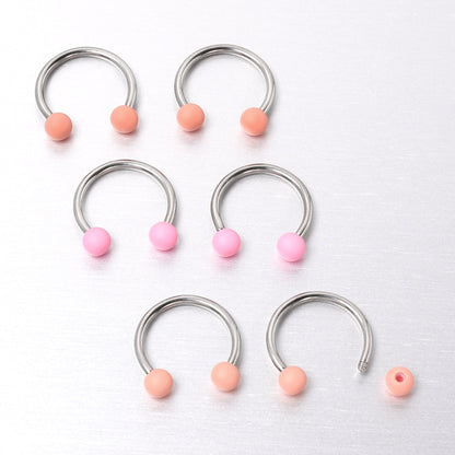 16G 3/8 Matte Pinks Peach Horseshoe Circular Barbell Set of 6