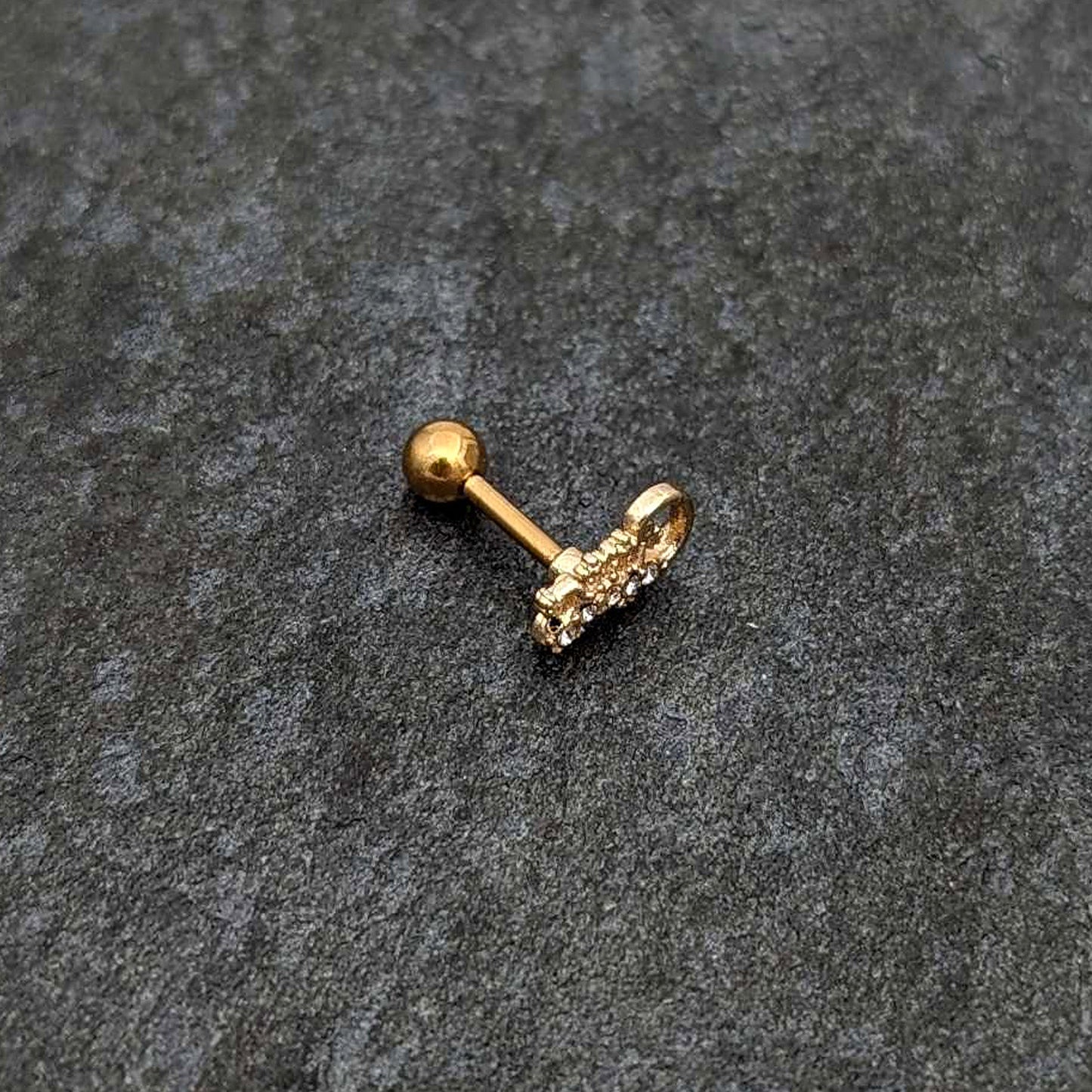 16G 1/4 Clear Gem Gold Tone Luscious Lizard Cartilage Earring