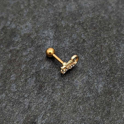 16G 1/4 Clear Gem Gold Tone Luscious Lizard Cartilage Earring