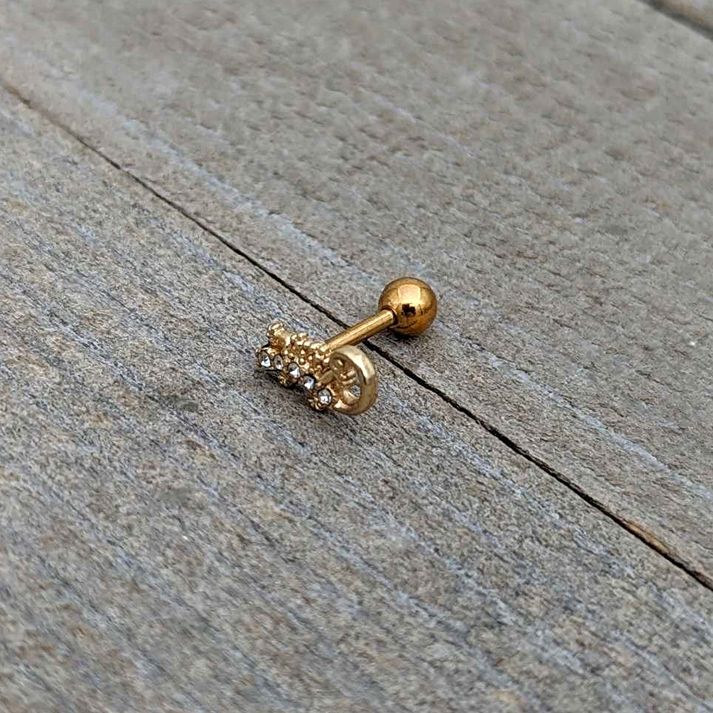 16G 1/4 Clear Gem Gold Tone Luscious Lizard Cartilage Earring