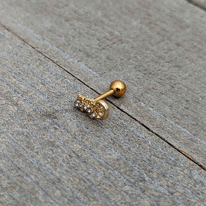 16G 1/4 Clear Gem Gold Tone Luscious Lizard Cartilage Earring