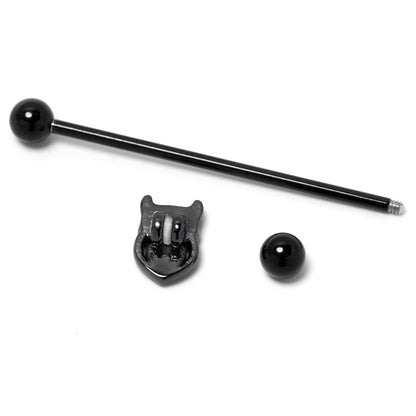 14G Blue Purple Gem Black Opulent Owl Industrial Barbell 38mm