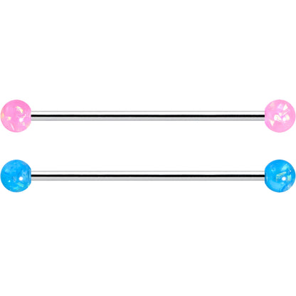 14G Pink Blue Purple Faux Opal Pack Industrial Barbell Set of 4