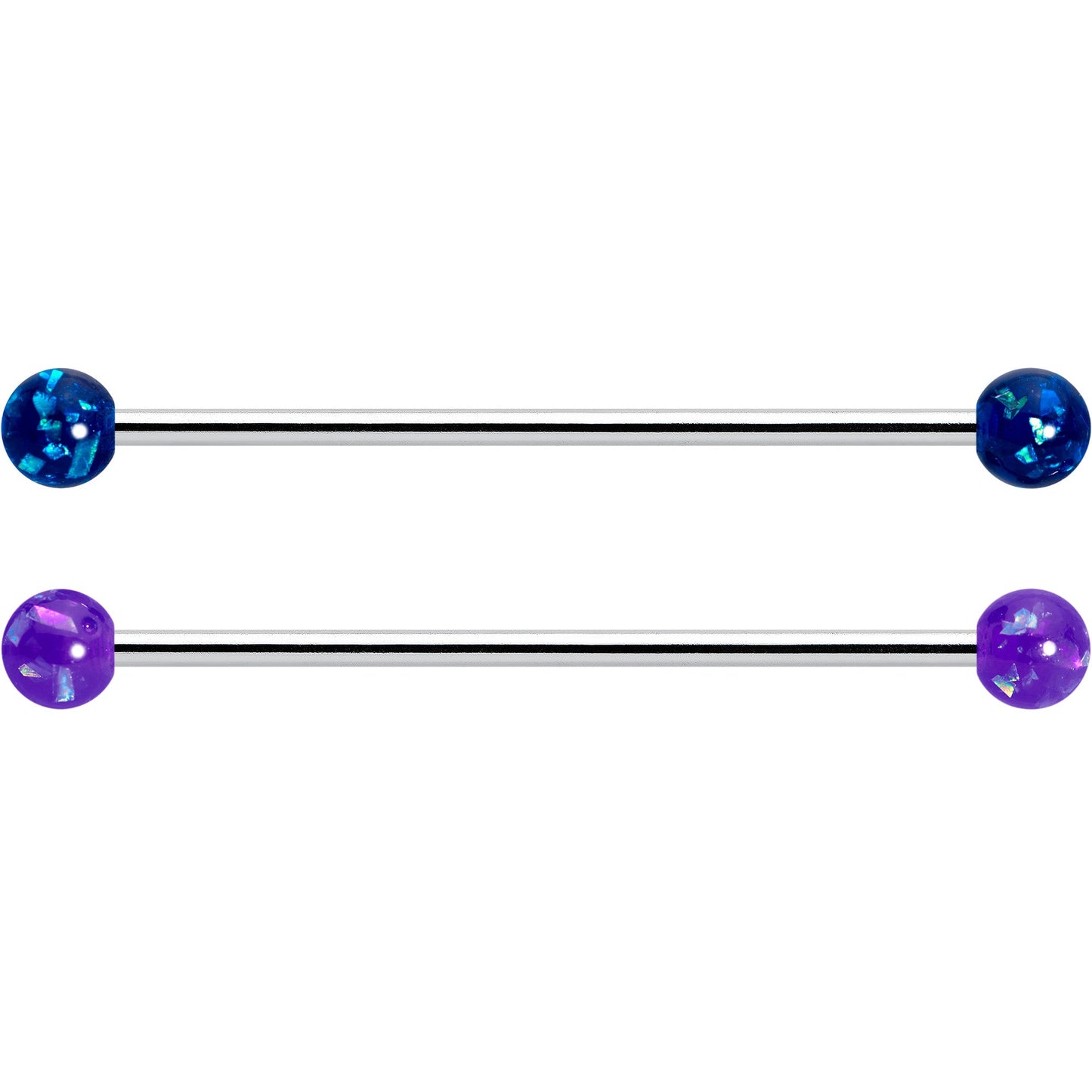 14G Pink Blue Purple Faux Opal Pack Industrial Barbell Set of 4