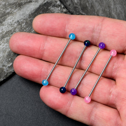 14G Pink Blue Purple Faux Opal Pack Industrial Barbell Set of 4