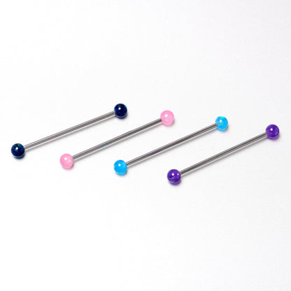 14G Pink Blue Purple Faux Opal Pack Industrial Barbell Set of 4