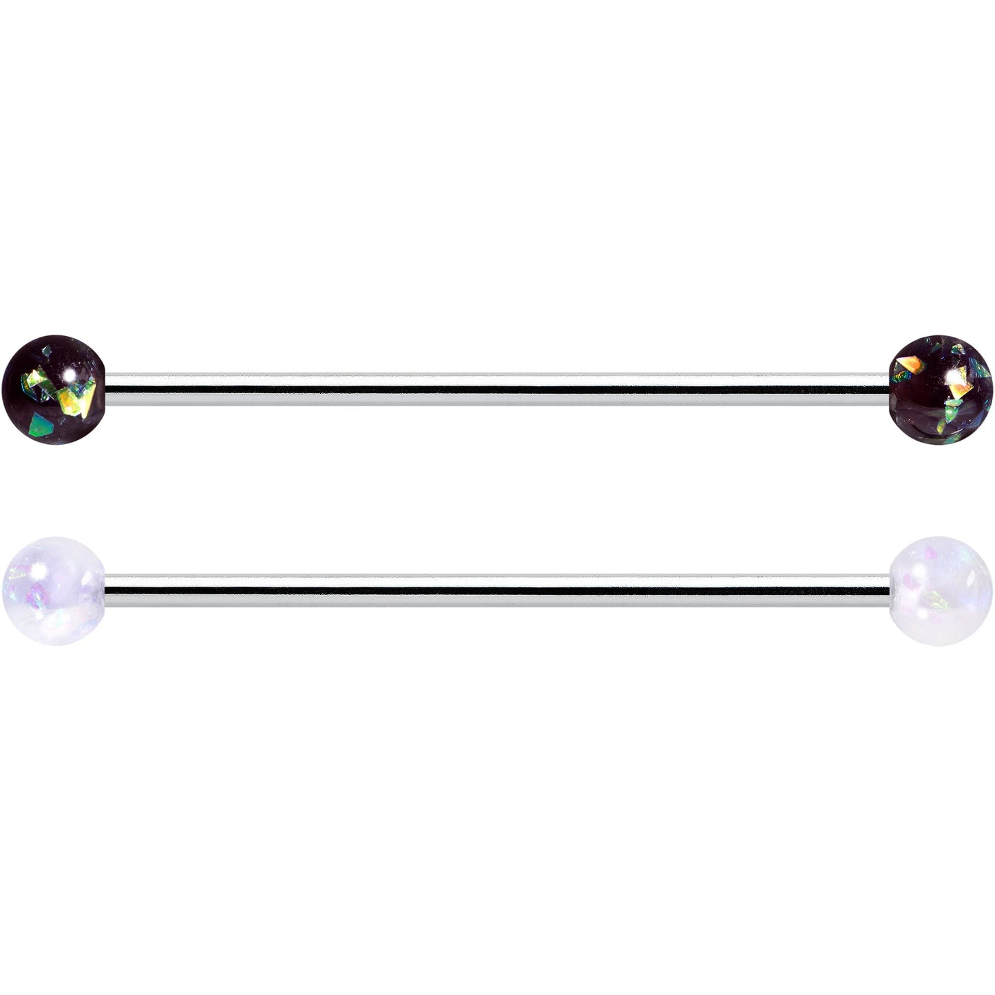 14G Green Aurora Black Faux Opal Pack Industrial Barbell Set of 4