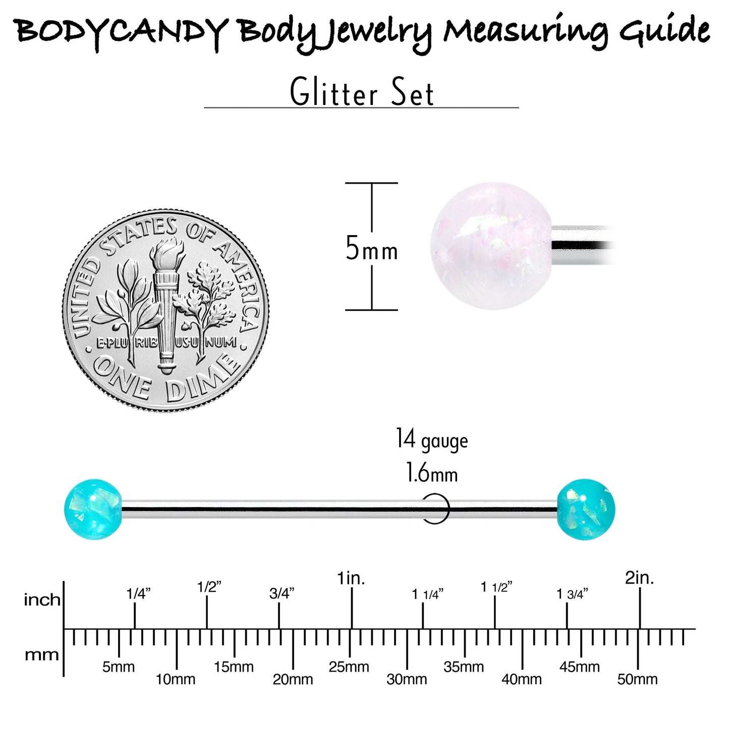 14G Green Aurora Black Faux Opal Pack Industrial Barbell Set of 4