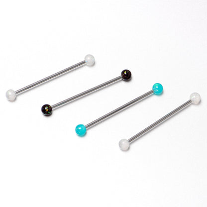 14G Green Aurora Black Faux Opal Pack Industrial Barbell Set of 4
